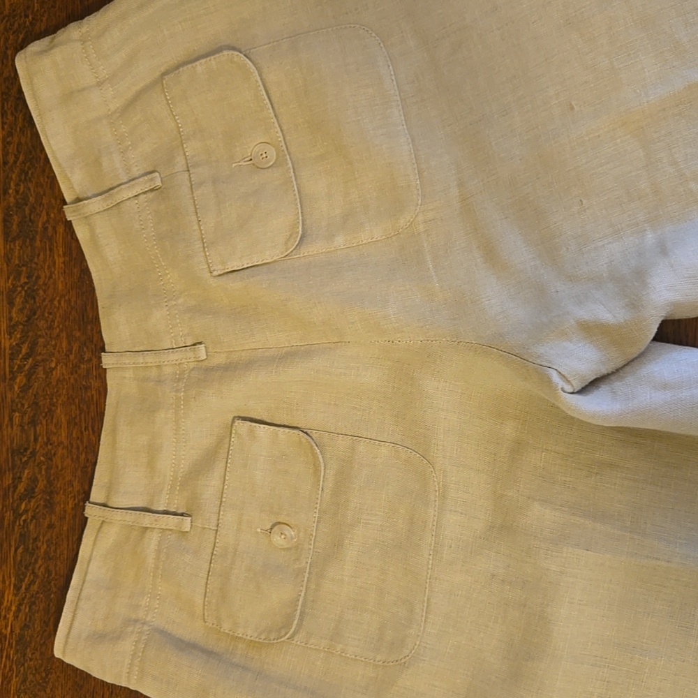Michael Kors Beige Linen Crop/Capri Trouser Style Pants - Picture 9 of 10